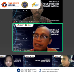 penyampaian materi oleh trainer createive media tentang tren bisnis menggunakan AI